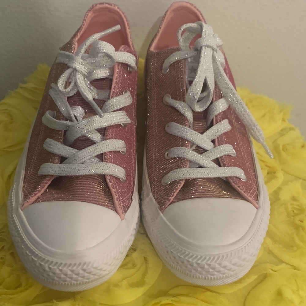 Glittery Pink Kids Sneakers with White Laces